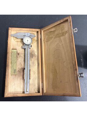 Vintage Helios Dial Caliper In Wooden Box For Precision Measuring